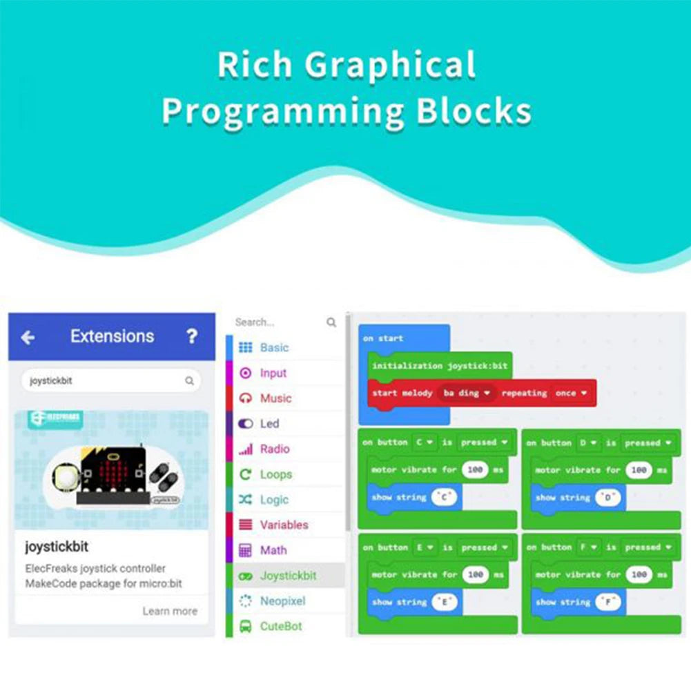 ELECFREAKS Micro:bit Joystick électronique:bit V2 Kit boîtier acrylique Jeu de société Contrôleur de jeu Microbit Console Support Makecode