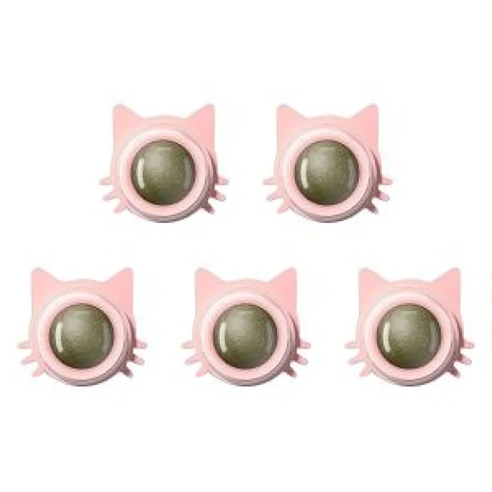 Lot de 1 à 5 balles murales rotatives à l'herbe à chat pour chaton, jouets à mâcher à lécher, nettoyage des dents, jouet à mordre pour chat d'intérieur, fournitures pour animaux de compagnie