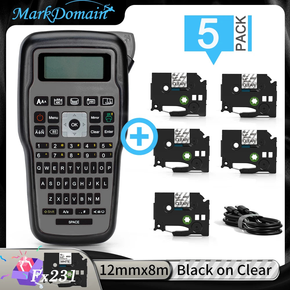 Imprimante portable E1000 Pro, étiqueteuse portable pour travaux d'étiquetage industriel, compatible avec le ruban d'étiquettes Brother TZe-231