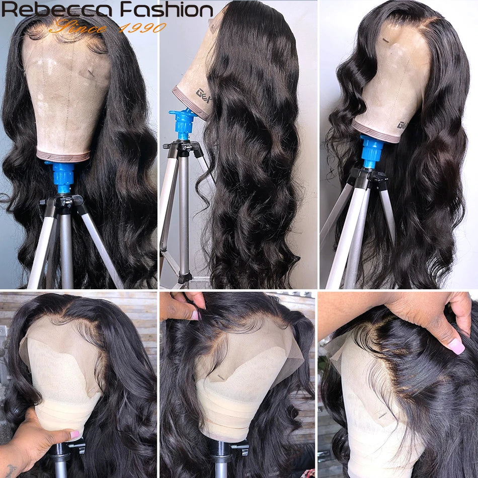 Rebecca Body Wave Lace Front Wigs T Part Lace Wigs Pre Plucked Transparent Lace Front Wigs Brazilian Body Wave Human Hair Wigs