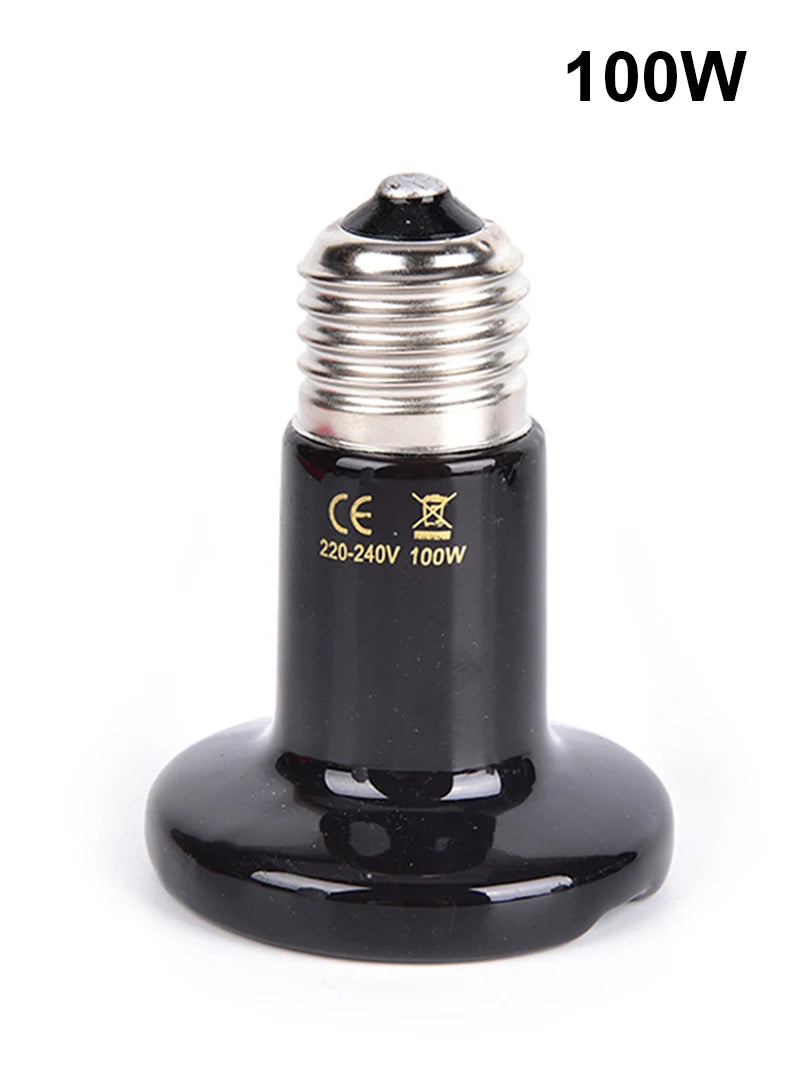 Reptile Heat Lamp Black Infrared Ceramic Emitter Heat Light Bulb Pet Brooder 220-240V Touch Lamp For Chameleon Cage Snake Tank