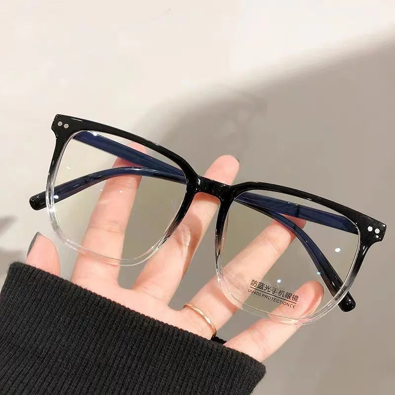 Monture de lunettes anti-lumière bleue tendance et tendance avec verres plats dégradés en bois pour femmes