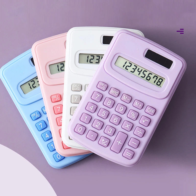 Small Solar Calculator Portable Calculator Cute 8 Digits LCD Electronic Home Office Calculator for Kid Primary School Calculator
