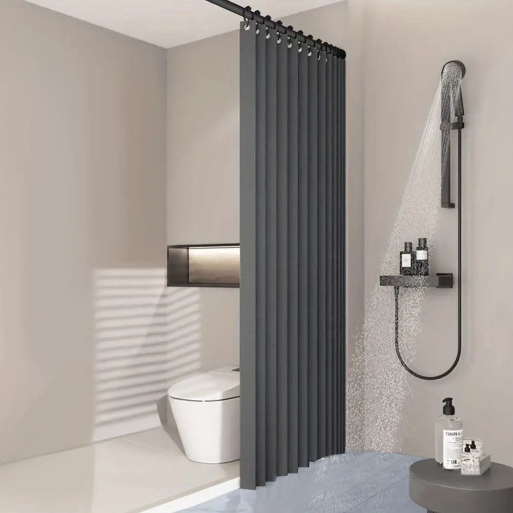 Foldable Magnetic Shower Curtain Waterproof Bath Curtain with 12/14 Hooks Modern Curtain Privacy Bathroom Divider for Bathroom