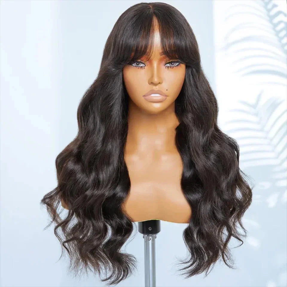 Perruques Rebecca 3x1 Body Wave 100 % cheveux humains avec frange rideau pour femmes, cheveux brésiliens Remy, sans colle, colorées, QVR