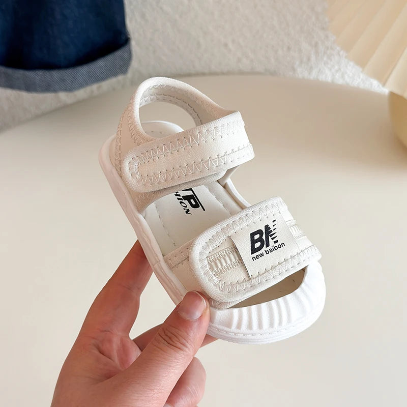 Sandales d'été antidérapantes pour bébés filles et garçons, chaussures plates à bout fermé pour tout-petits, chaussures de berceau, sandales d'extérieur pour nourrissons et enfants