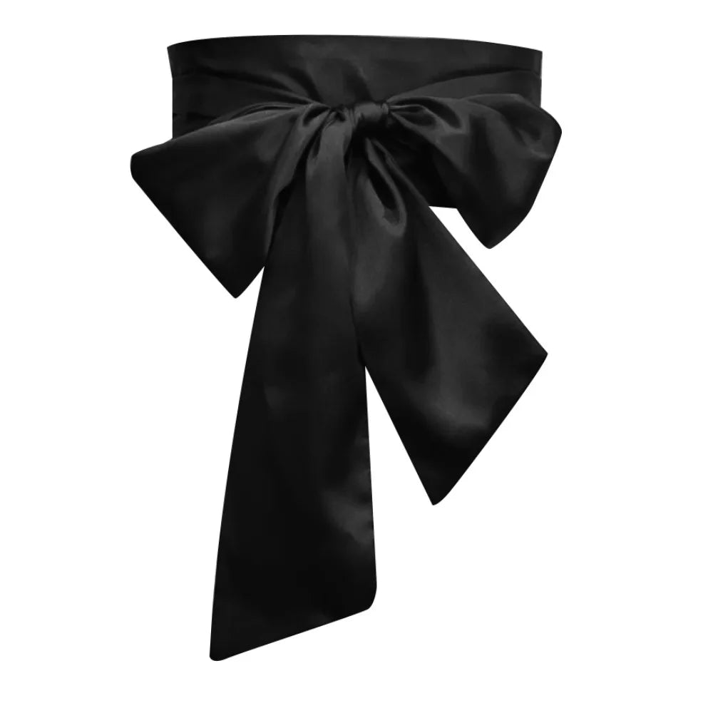 Satin Silk Bow Corset Waist Belt Wide Decorative Bowknot Fabric Ribbon Cummerbunds DIY Waist Bands For Women Lady Girl Bridal