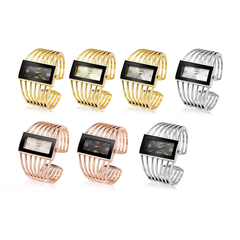 Montre-bracelet tendance pour femmes, bracelet entièrement en acier inoxydable, de luxe, en or rose, tendance 2025