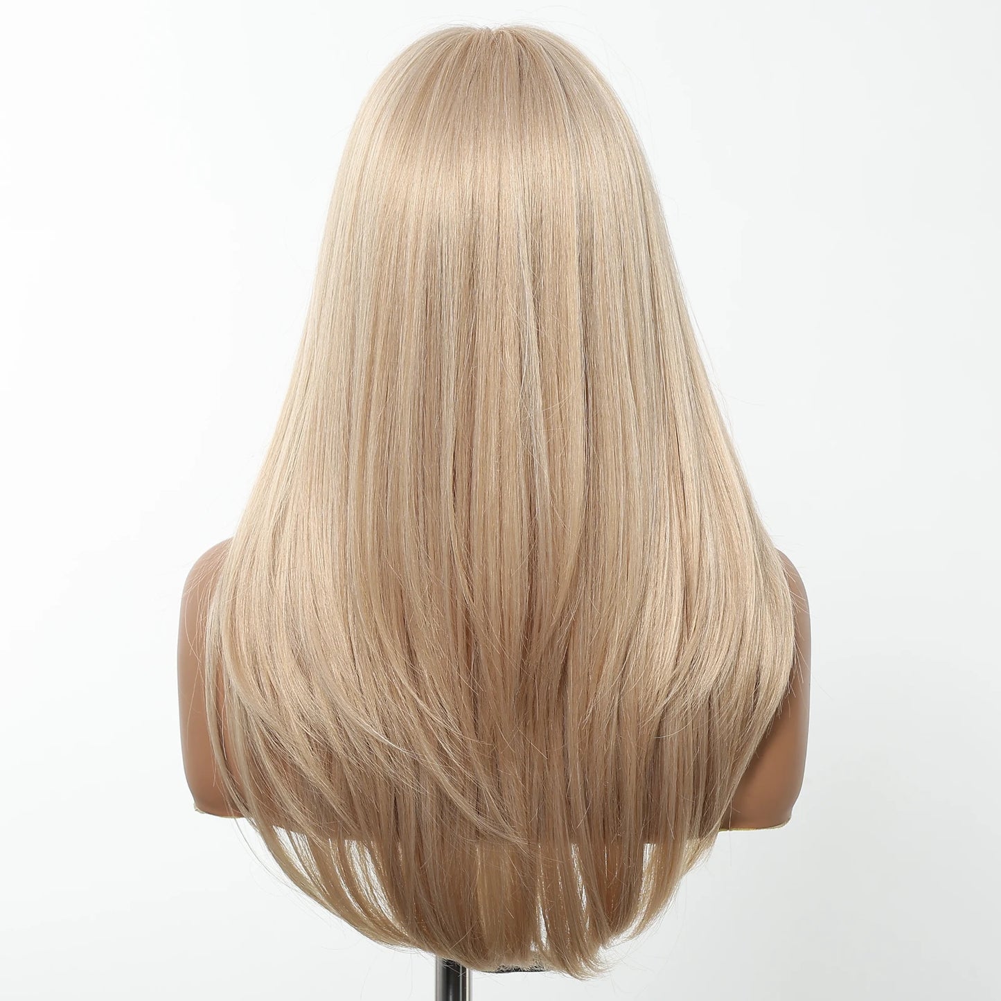 Perruques synthétiques longues blondes EASIHAIR pour femmes, cheveux naturels lisses et dégradés avec frange, résistantes à la chaleur, pour un usage quotidien