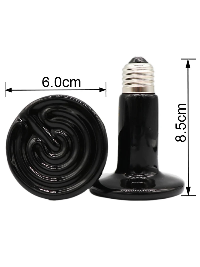 Reptile Heat Lamp Black Infrared Ceramic Emitter Heat Light Bulb Pet Brooder 220-240V Touch Lamp For Chameleon Cage Snake Tank