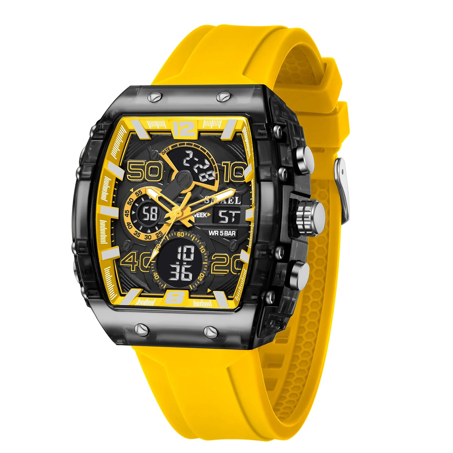 SMAEL Brand 8109 New electronic watch fashion square dual display waterproof luminous Multi-color For Men