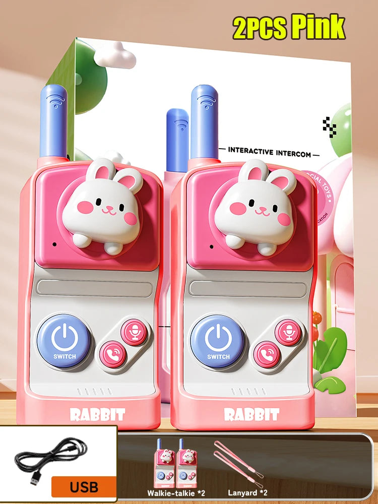 Talkie-walkie électronique pour enfants, 500 m, 2 pièces, radio, téléphone, communication, mini jouet rechargeable pour enfants de 3 ans