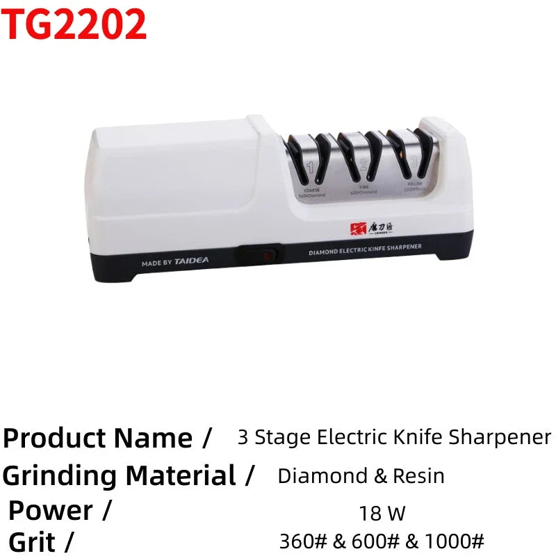 TAIDEA Top Level TG2101/TG2202 3 Stages 360 600 1000 Grit Electric Diamond Steel Sharpener Slot for Kitchen Ceramic Knife