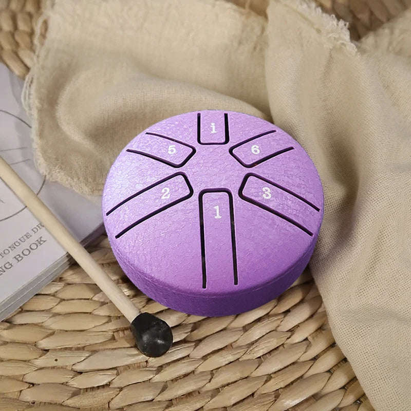 DOZZLY Ethereal Drum Steel Tongue Drum Carillon de pluie Handpan 3 pouces 6 notes Mini instrument de musique pour jardin extérieur