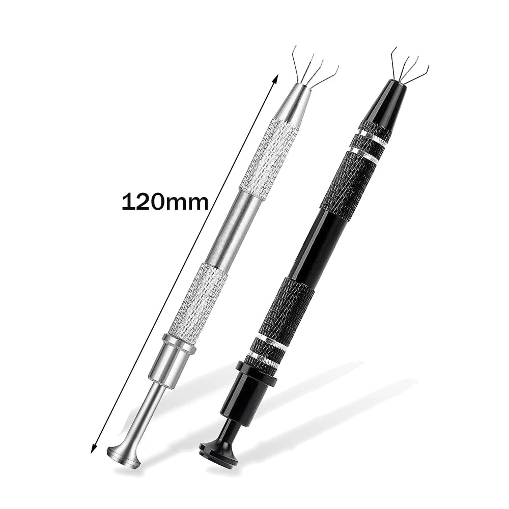 Lot de 2 outils de ramassage de bijoutier, outil de retrait de boule de perçage avec 4 broches pour petits objets, puces IC et composants électroniques