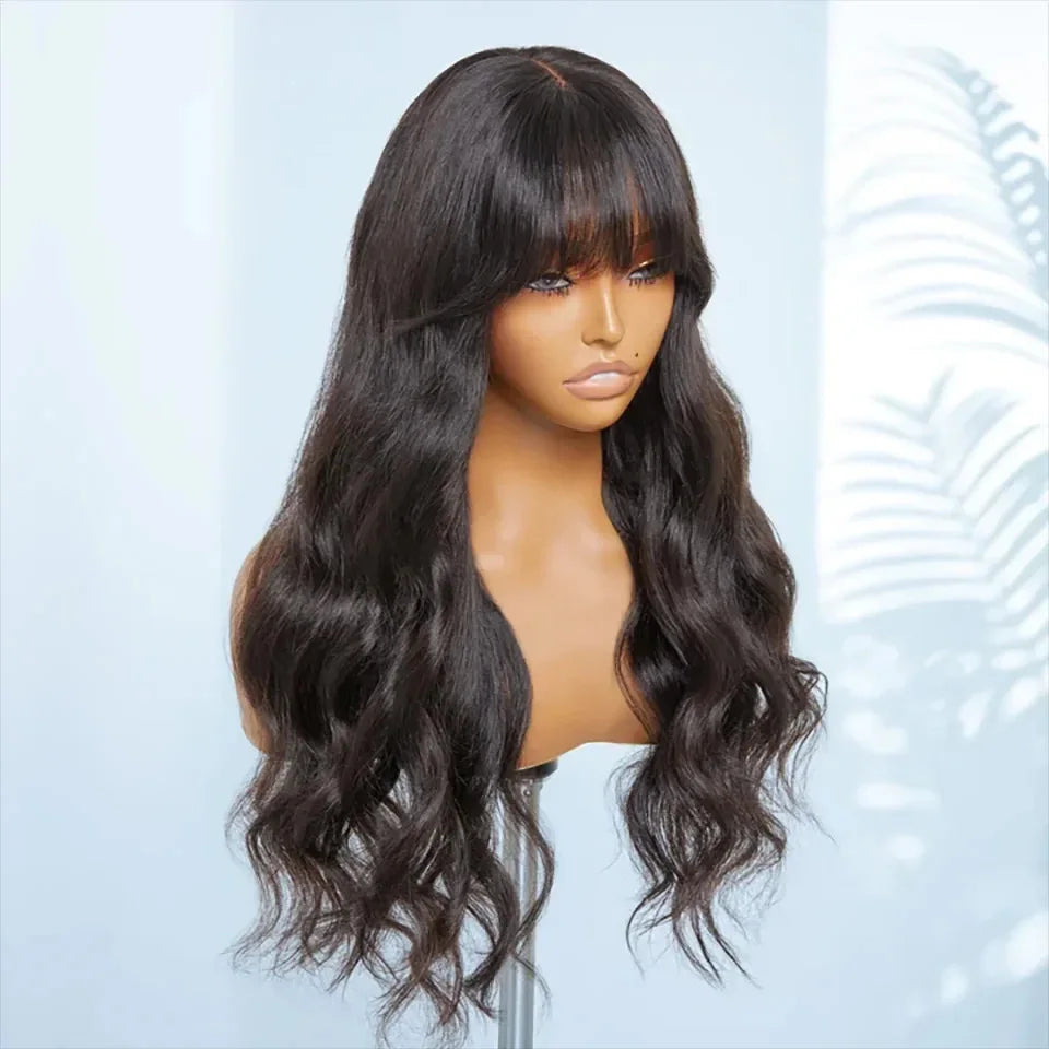 Perruques Rebecca 3x1 Body Wave 100 % cheveux humains avec frange rideau pour femmes, cheveux brésiliens Remy, sans colle, colorées, QVR