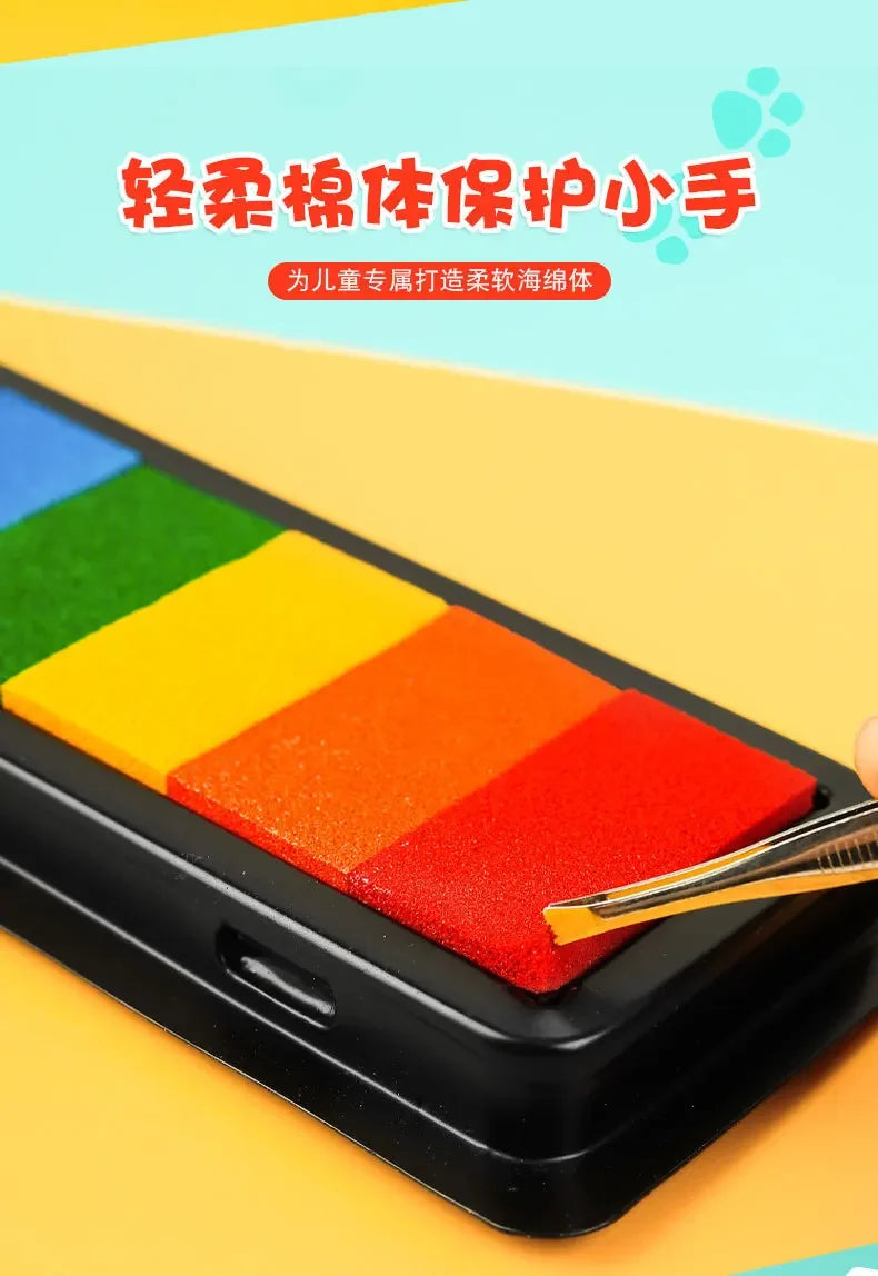 Kindergarten Creative Palm Finger Paint Ink Pad Diy Printing Station 7 Colours Kids Graffiti Finger Stamp Pad Stamp Drawing Toys