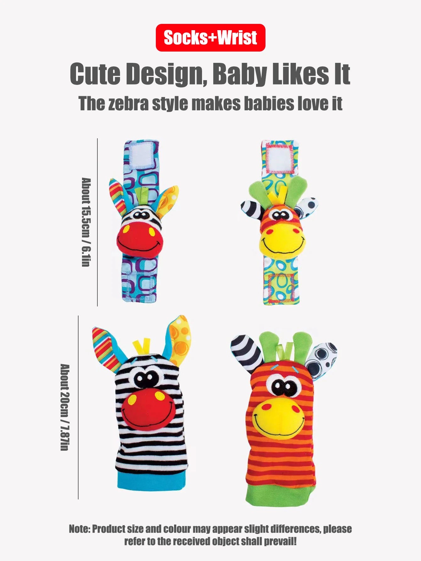 Baby Early Sensory Toys Cartoon Wrist Ring Socks Bed wrapping, bed hanging, soothing cloth toy, sleep soothing towel Baby Rattle