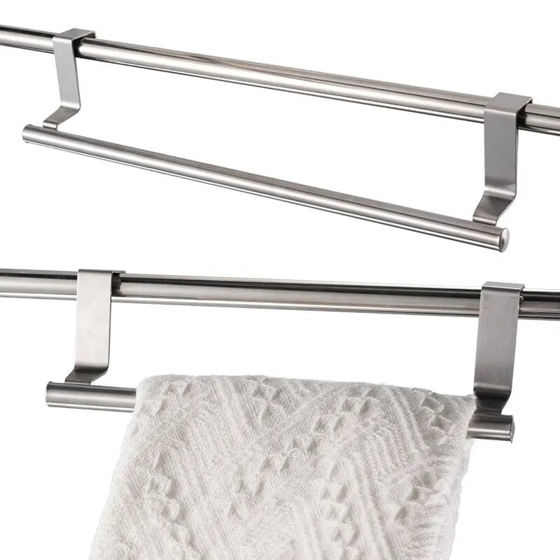 Towel Rack Over Door Towel Bar Hanging Holder Stainless Steel Bathroom Kitchen Cabinet Towel Rag Rack