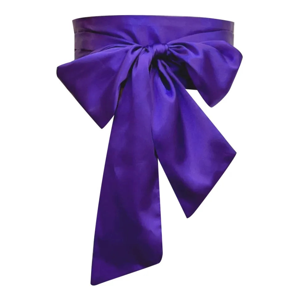 Satin Silk Bow Corset Waist Belt Wide Decorative Bowknot Fabric Ribbon Cummerbunds DIY Waist Bands For Women Lady Girl Bridal