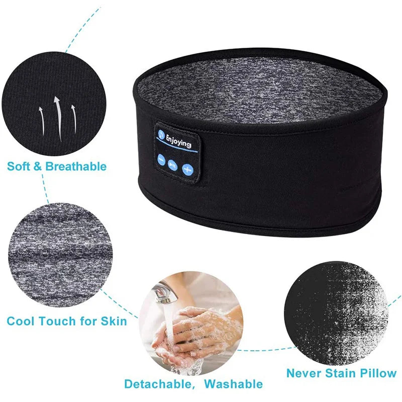 Masque de musique sans fil Bluetooth, bandeau de sport, casque anti-bruit, pour conversation, course, yoga, musique, casque de sommeil sans fil