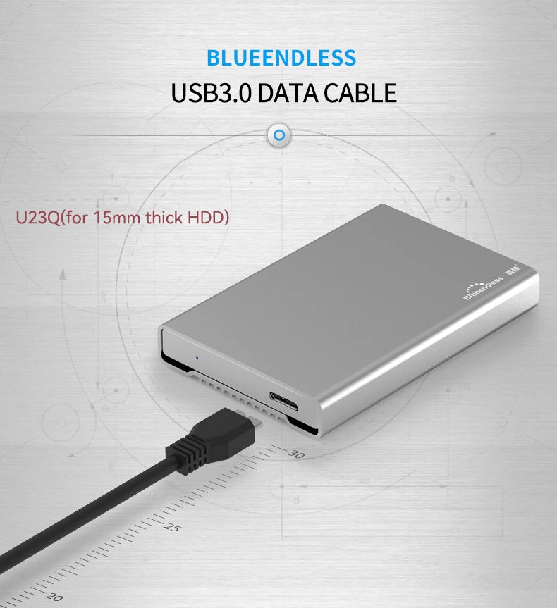 Blueendlless Aluminum Hdd Enclosure 2.5" Mobile Hard Disk Case Type-c Sata USB 3.1 Caddy All Metal Case Notebook External hdd bo