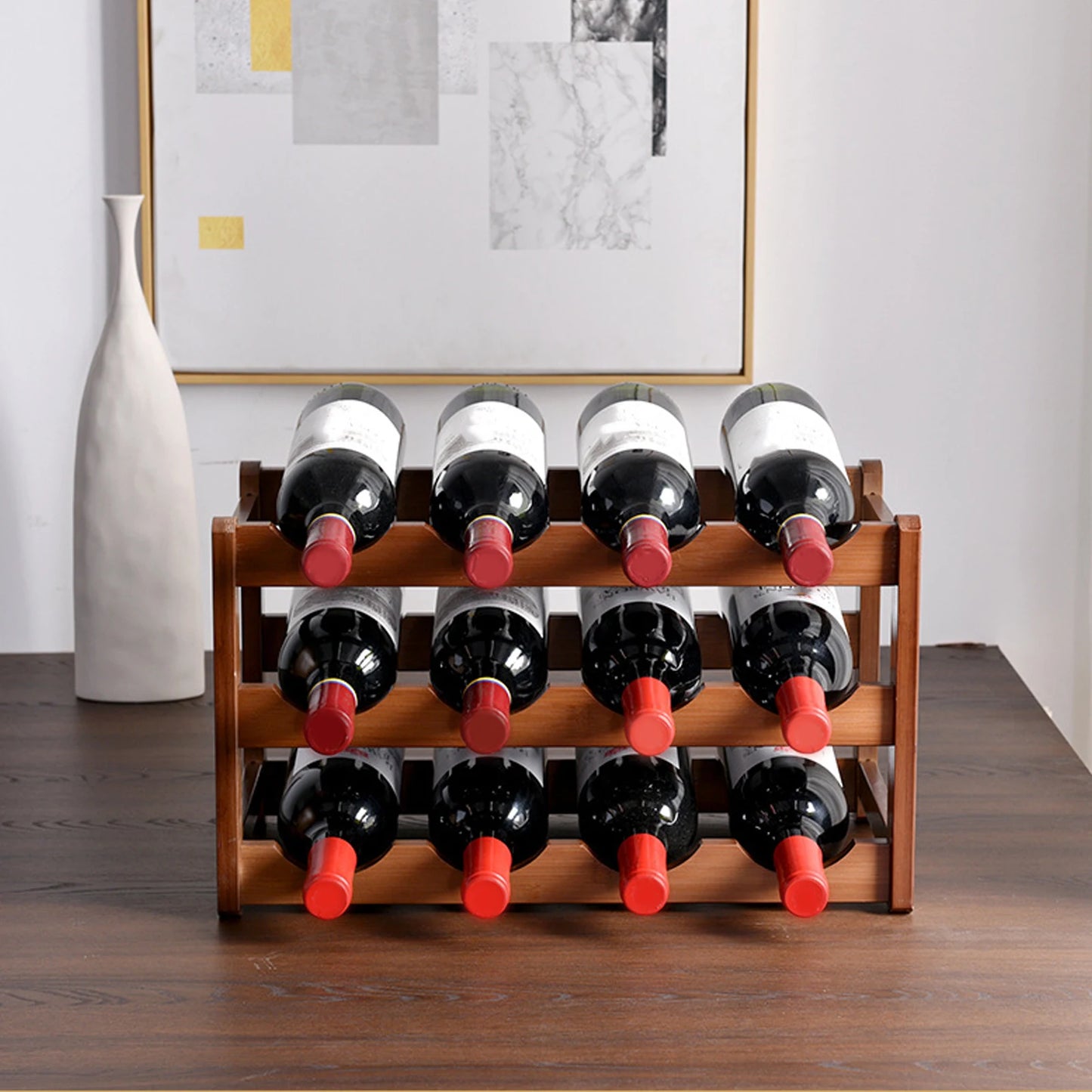 Wine Rack Wooden WineBottle Display Cabinet Holders Shelf Wine Showcases Countertop Wine Storage Rack Cellar Bar Accessories