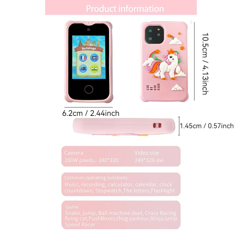 Kids Smart Phone Toys Dual Camera Touch Screen Phone Children Digital Camera 32G SD Card Option Boys Girls Birthday Gifts