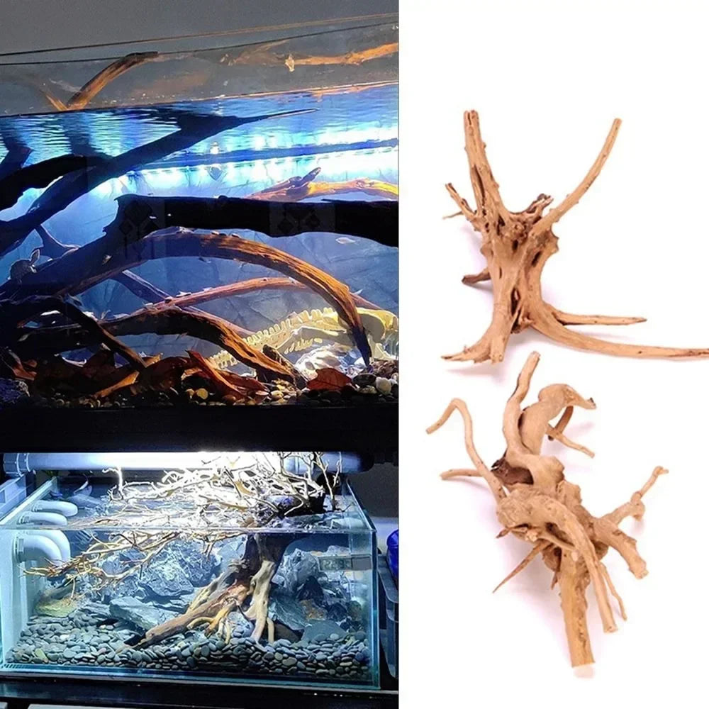 Natural Tree Trunk Aquarium Decoration Fish Tank Ornament Driftwood Cuckoo Roots Micro Landscape for Reptiles and Aquatic Decor