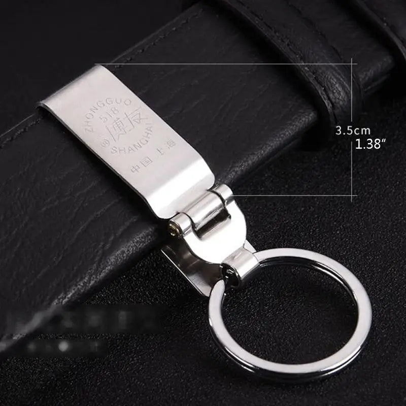 Stainless Steel Keyring Security Clip On Heavy Duty Belt for Key Clip Belt Keychain 2 Detachable Keyrings Belt for Key Holder