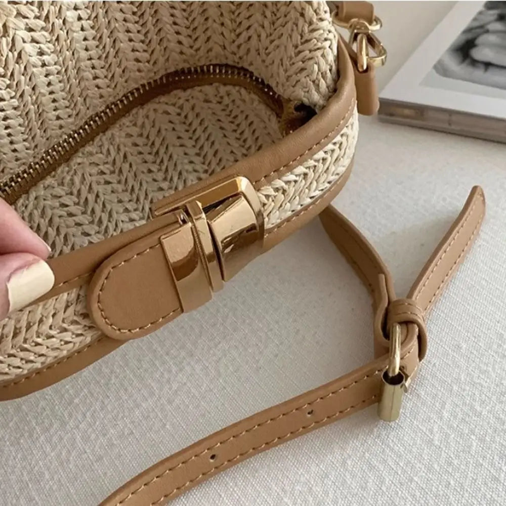 Straw Crossbody Bag For Women New Bohemian Small Knitting Summer Purse And Handbag Vacational Bucket Beach Bags