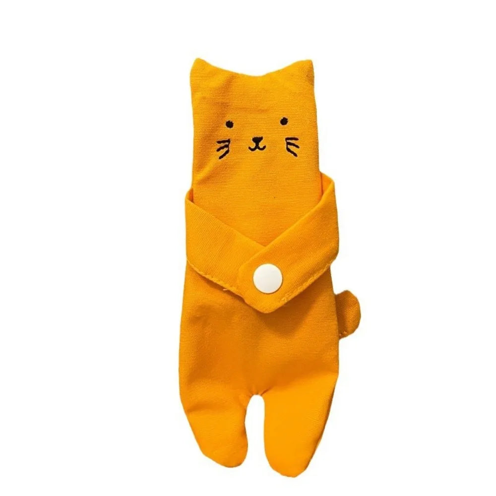 Canvas Cartoon Cat Coin Purse Zipper Closure Anti Loss Zippered Mini Wallet Snap Button Decorative Small Change Pouch Daily Use