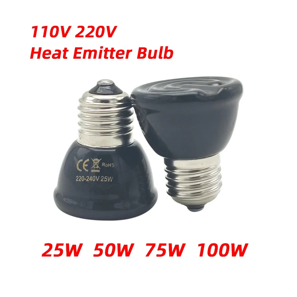 110v/220v Black 25W/50W/75W/100W Pet Reptile Far Infrared Ceramic Heat Lamps