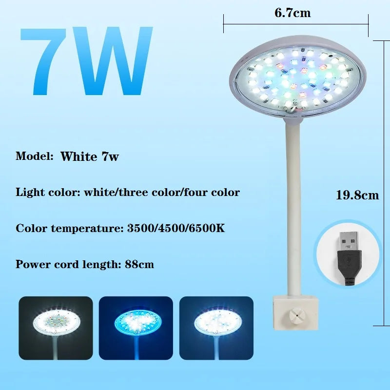 Lampe d'aquarium USB 5 W 7 W LED étanche pour aquarium, lampe sous-marine pour poissons, décoration d'aquarium, lampe pour plantes, mini lampe pour aquarium