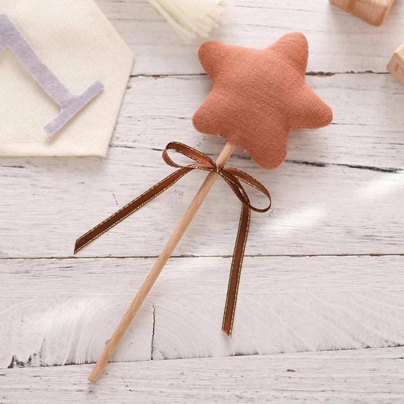 1PC Baby Wooden Star Magic Wand Rattle Play Gym Teether Toy Newborn Birthday Party Photography Prop Montessori Toys For Kid Gift