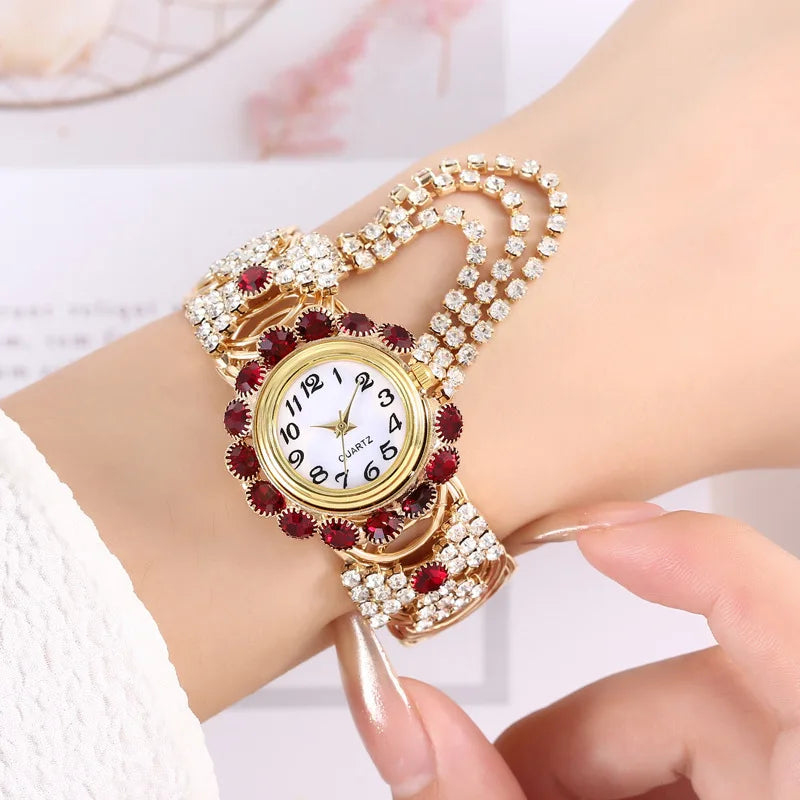 YIKAZE Diamond Rhinestone Luxury Women Quartz Wristwatch Fashion Ladies Alloy Steel Strap Casual Watches Clock Waterproof