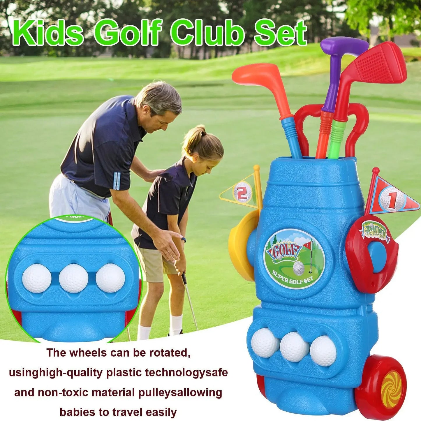 Ensemble de clubs de golf pour enfants, jouets de sport d'intérieur et d'extérieur rétractables, jeux de golf pour parents et enfants, jouets interactifs d'extérieur