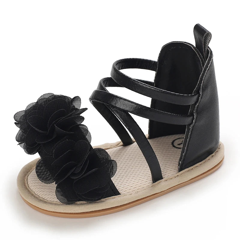 Girls' Sandals 2025 Summer New Children's Flower Princess Shoes Medium Large Children's Soft Bottom High Butt Roman Shoes