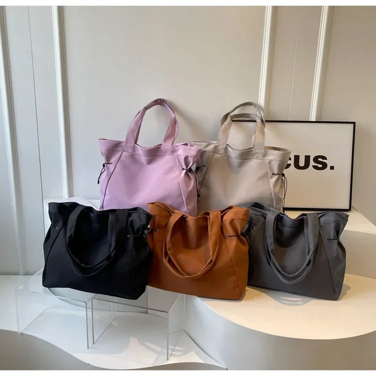 Sac fourre-tout décontracté de grande capacité, sac de voyage simple pour femme, grand sac à bandoulière, sacs à main esthétiques, sac fourre-tout à cordon
