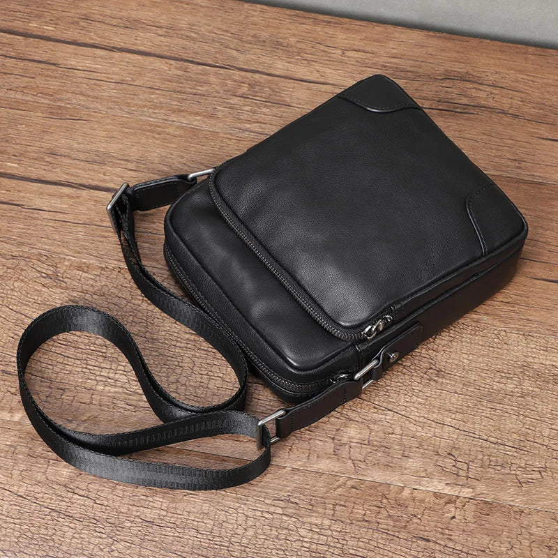 Sac à bandoulière en cuir véritable naturel pour homme, sacoche à rabat en cuir souple, petit sac à bandoulière pour homme, sacoche en cuir de vachette première couche