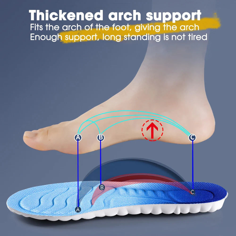 Semelles de sport en mousse 4D, coussinets de chaussures ultra-doux et hautement élastiques, coussin déodorant anti-douleur, soutien de la voûte plantaire, semelles de course à pied