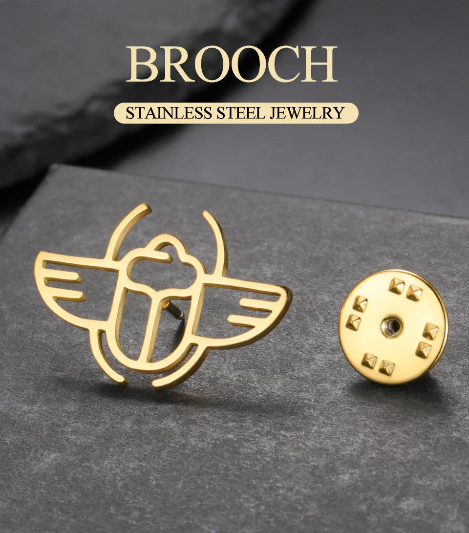 Broche scarabée égyptien antique Dawapara, animal égyptien, totem de protection et de bénédiction, talisman en acier inoxydable, bijoux