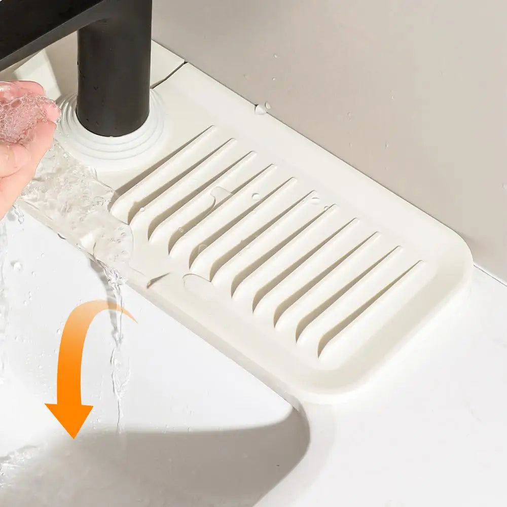 Silicone Faucet Mat Sink Splash Guard Faucet Drainage Pad Thicken Drying Pads Kitchen Bathroom Countertop Protection Mats