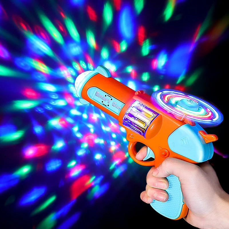 Pistolet jouet pour enfants, flash électrique, musique, projection rotative colorée, son et lumière, cadeau pour enfants