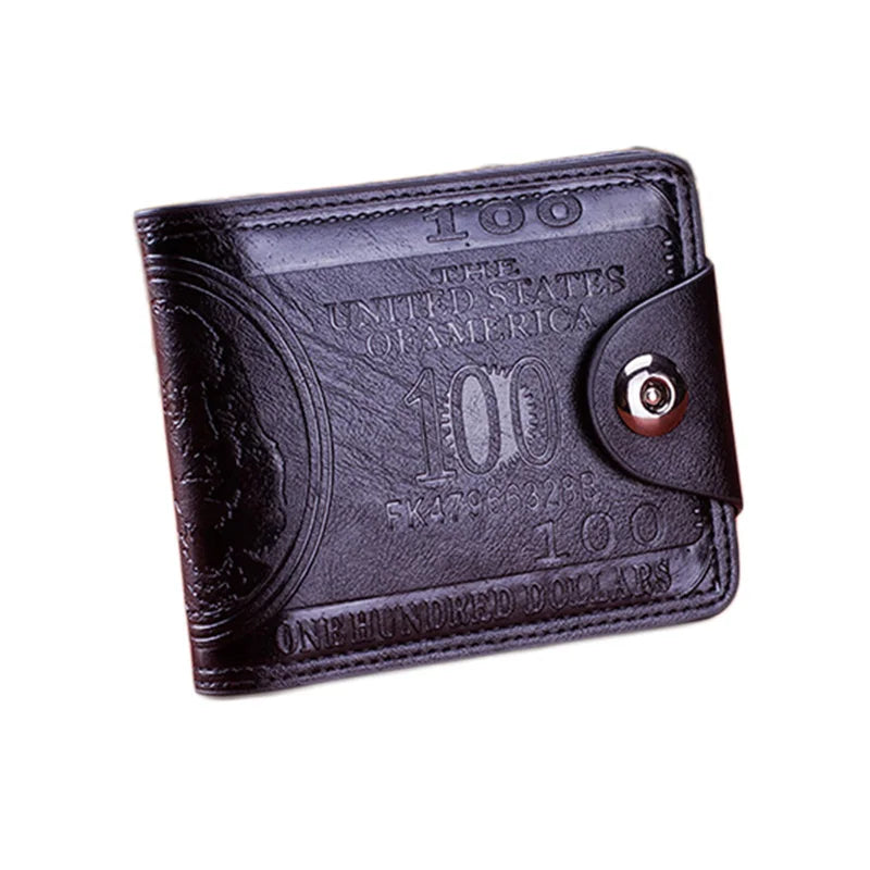 Men's Wallets With 100 US Dollar Pattern Wallet Male Leather Wallet Photo Card Holder Fashion Large Capacity Wallet Purse Bag