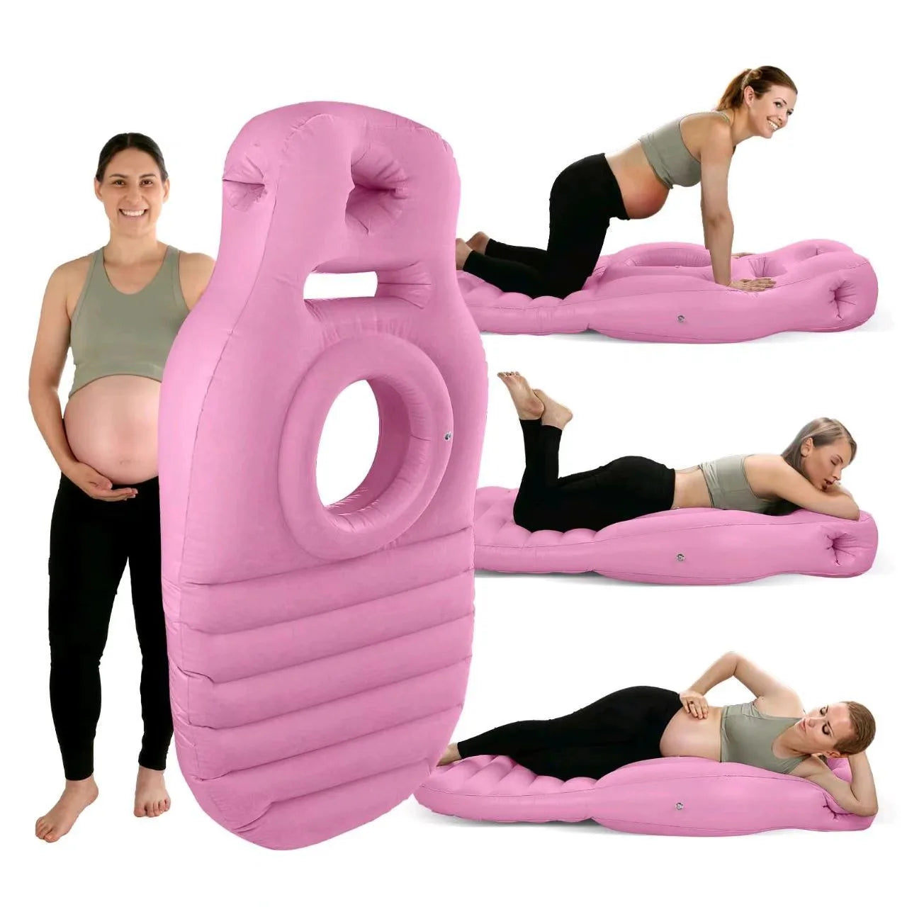 Multi functional Inflatable Maternity Bed Cushion Mattress with Hole for Pregnant Mommy Comfortable Yoga Mat Protective Portable
