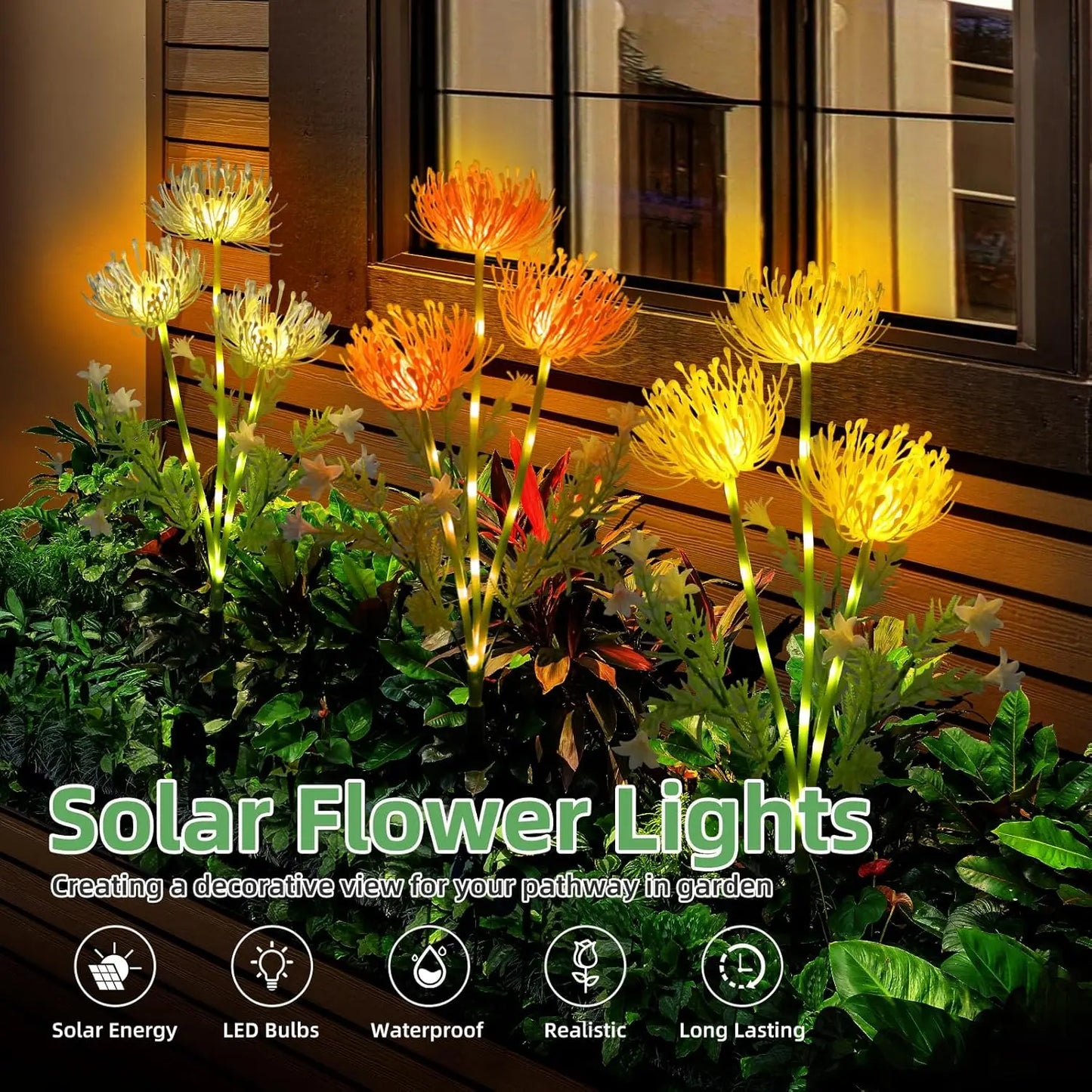 1pc Lampes solaires de jardin Lampes solaires de fleurs de rivage, lampes solaires extérieures à LED pour la décoration de jardin, d'allée, de pelouse et de cour