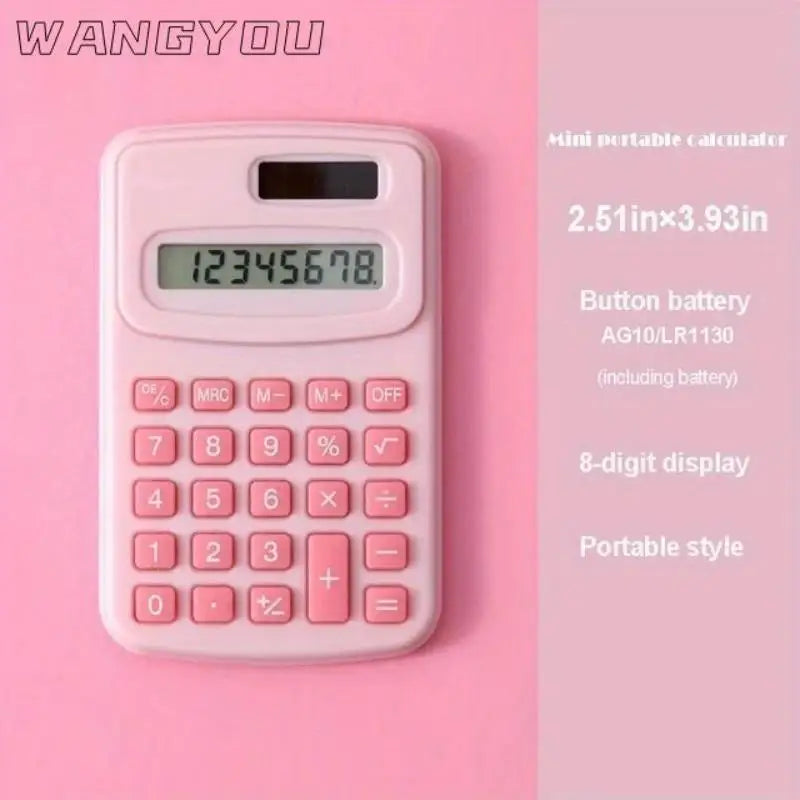 Small Solar Calculator Portable Calculator Cute 8 Digits LCD Electronic Home Office Calculator for Kid Primary School Calculator