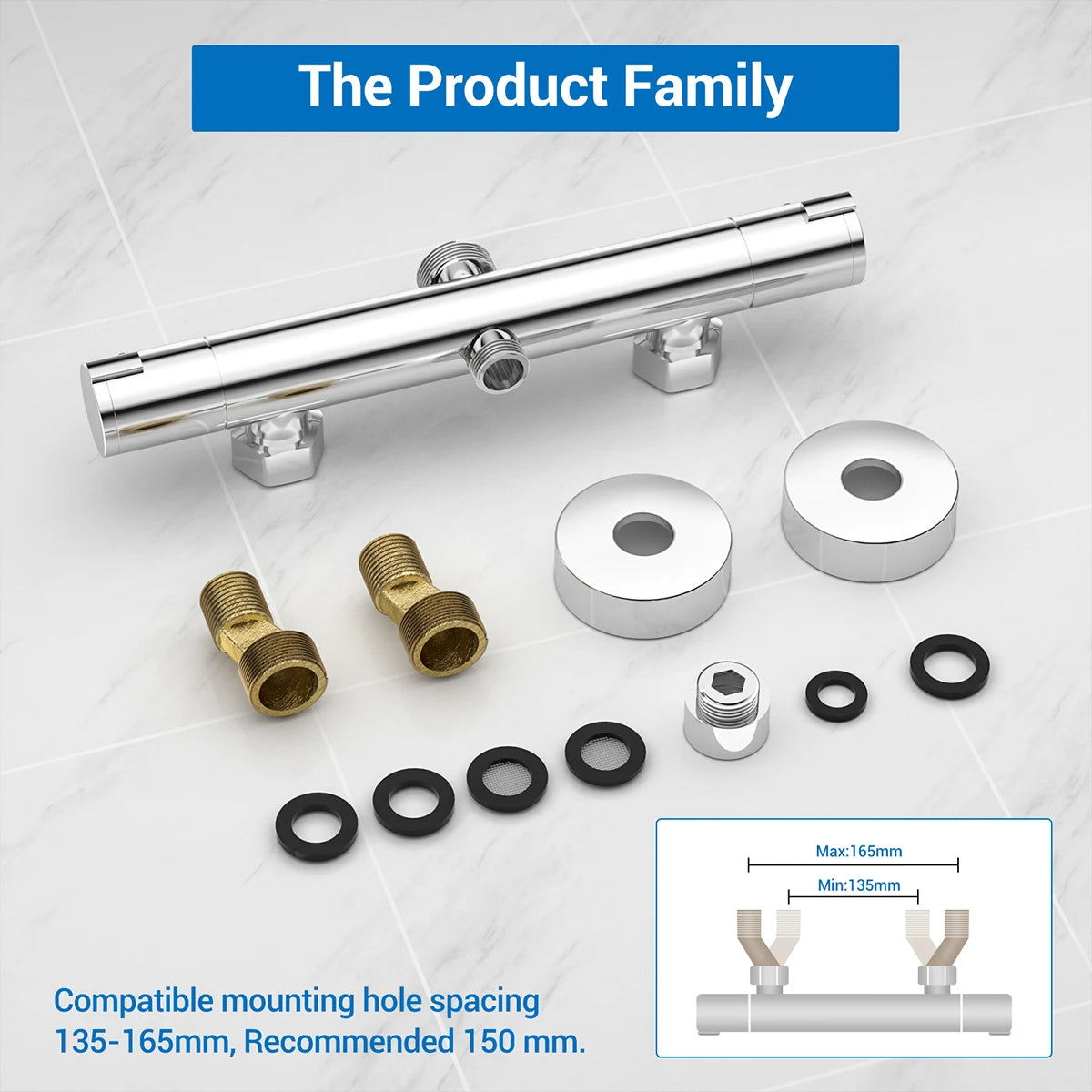 Round Thermostatic Bathtub Shower Faucet Chrome Thermostatic Mixer Valve Bar Twin Outlet Wall Mounted Bathroom Shower Mixer Taps