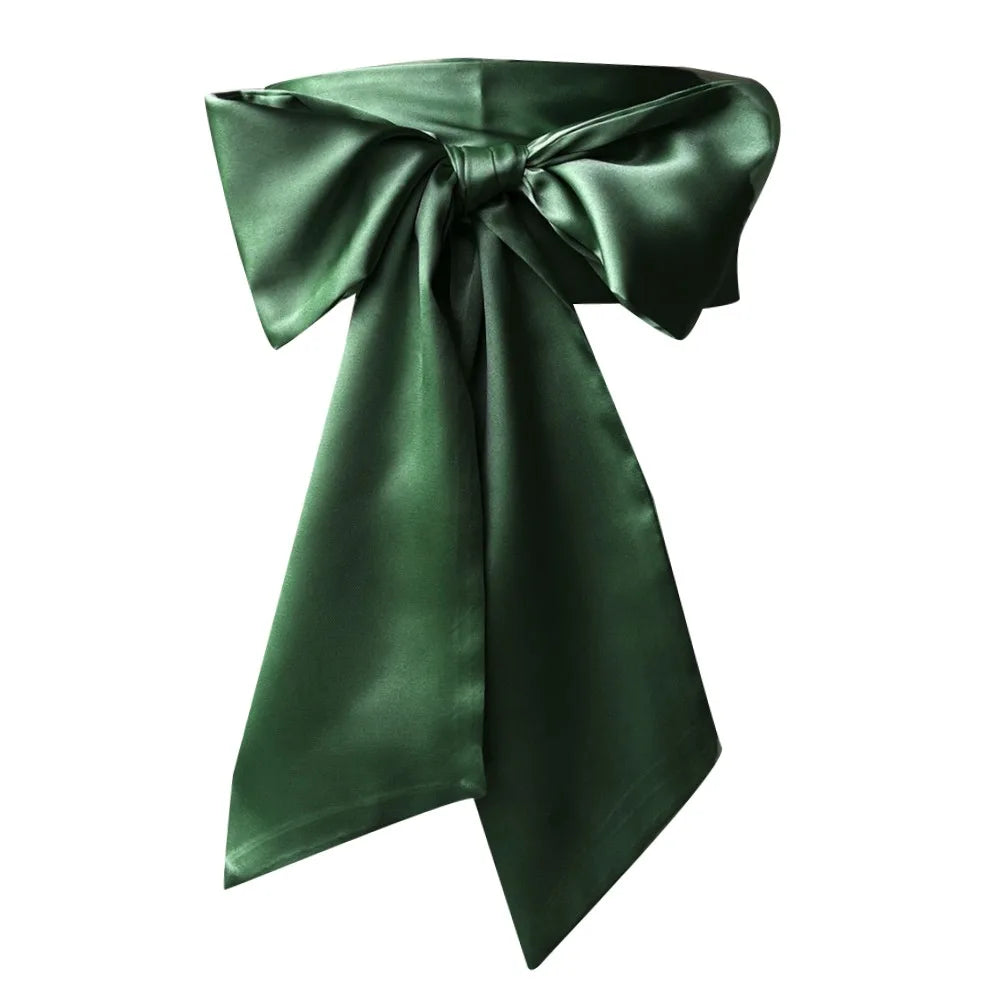 Satin Silk Bow Corset Waist Belt Wide Decorative Bowknot Fabric Ribbon Cummerbunds DIY Waist Bands For Women Lady Girl Bridal